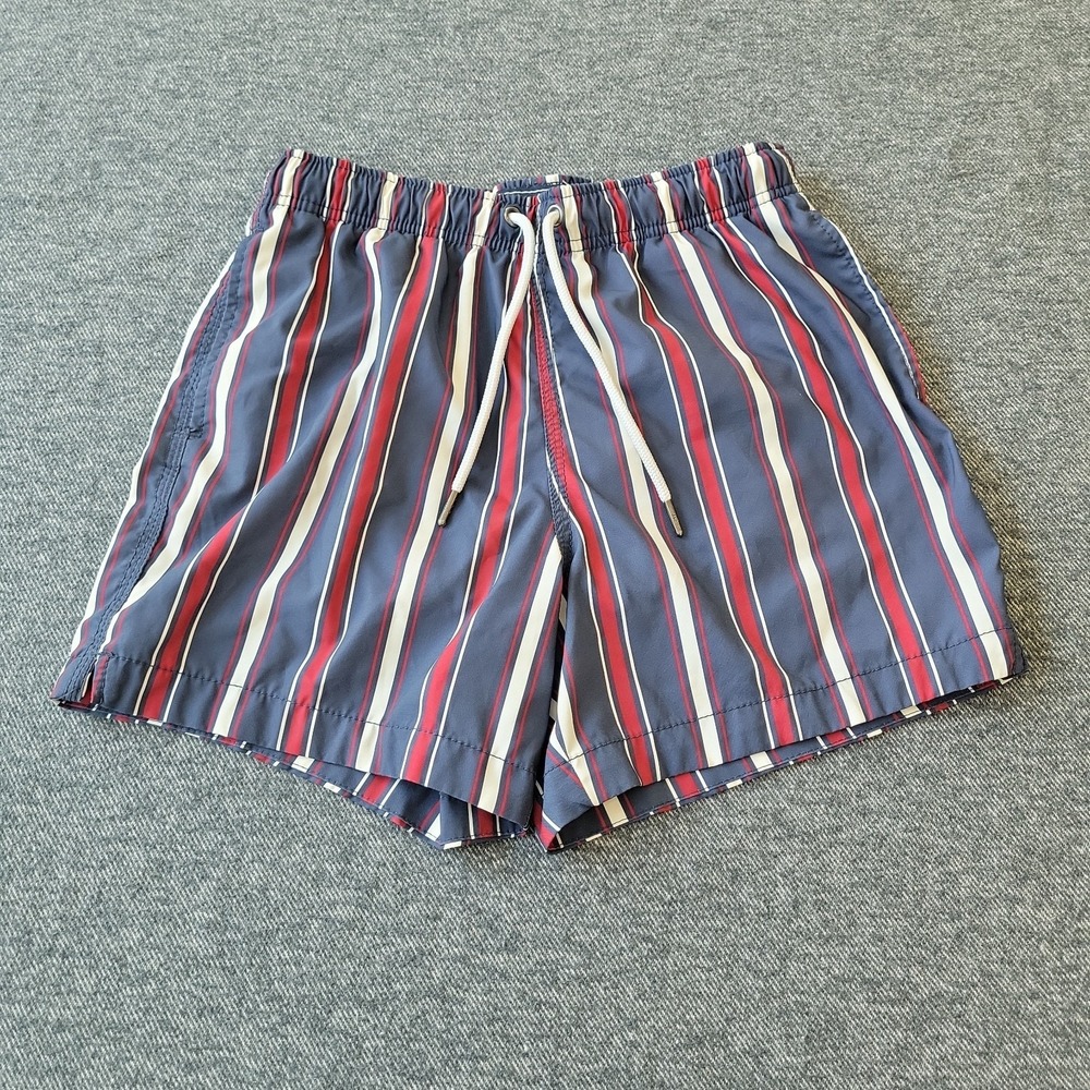 Abercrombie & Fitch Swim Trunks Men's Small Navy Blue Striped Lined Shorts